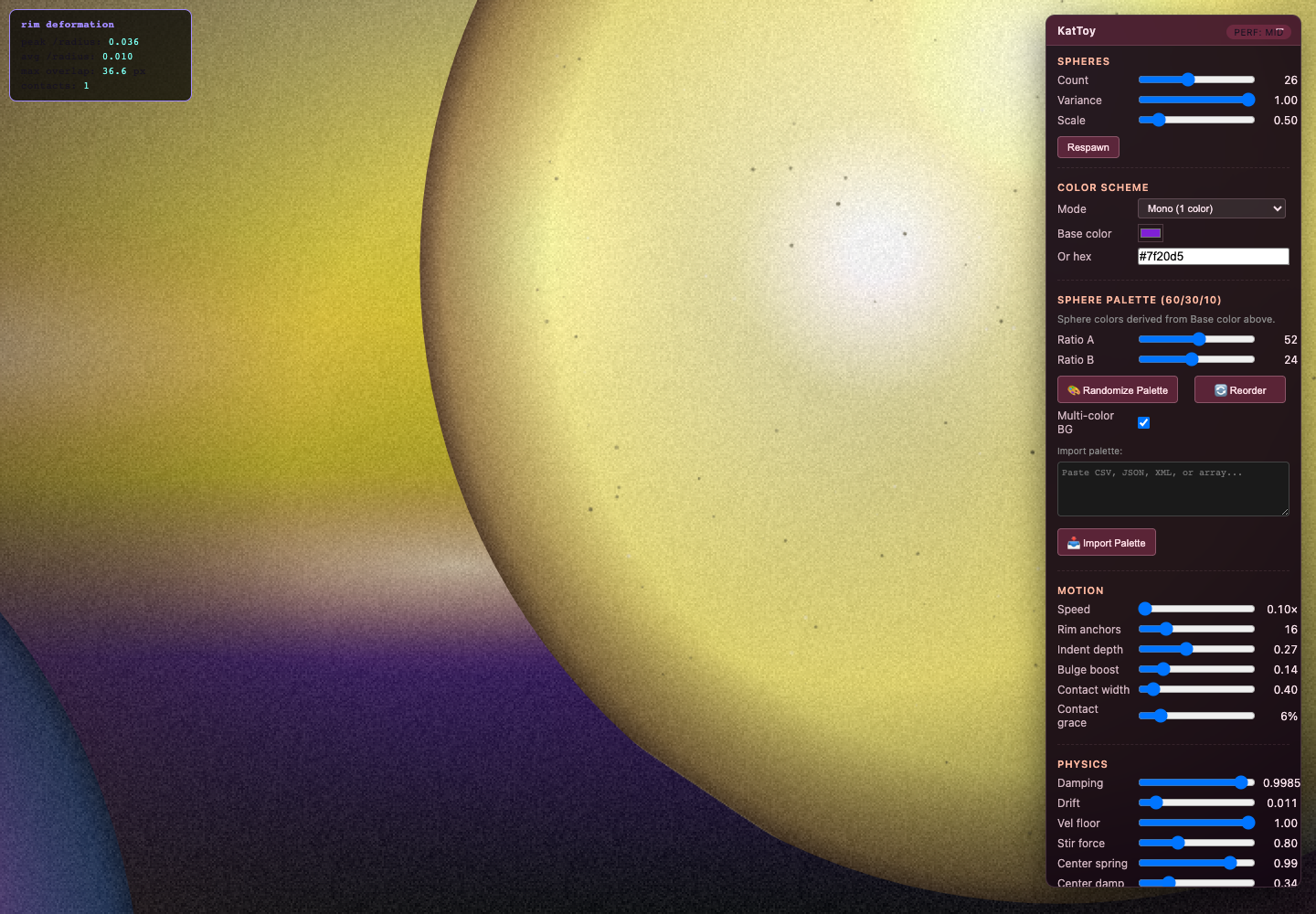 KatToy interface with demonstration content