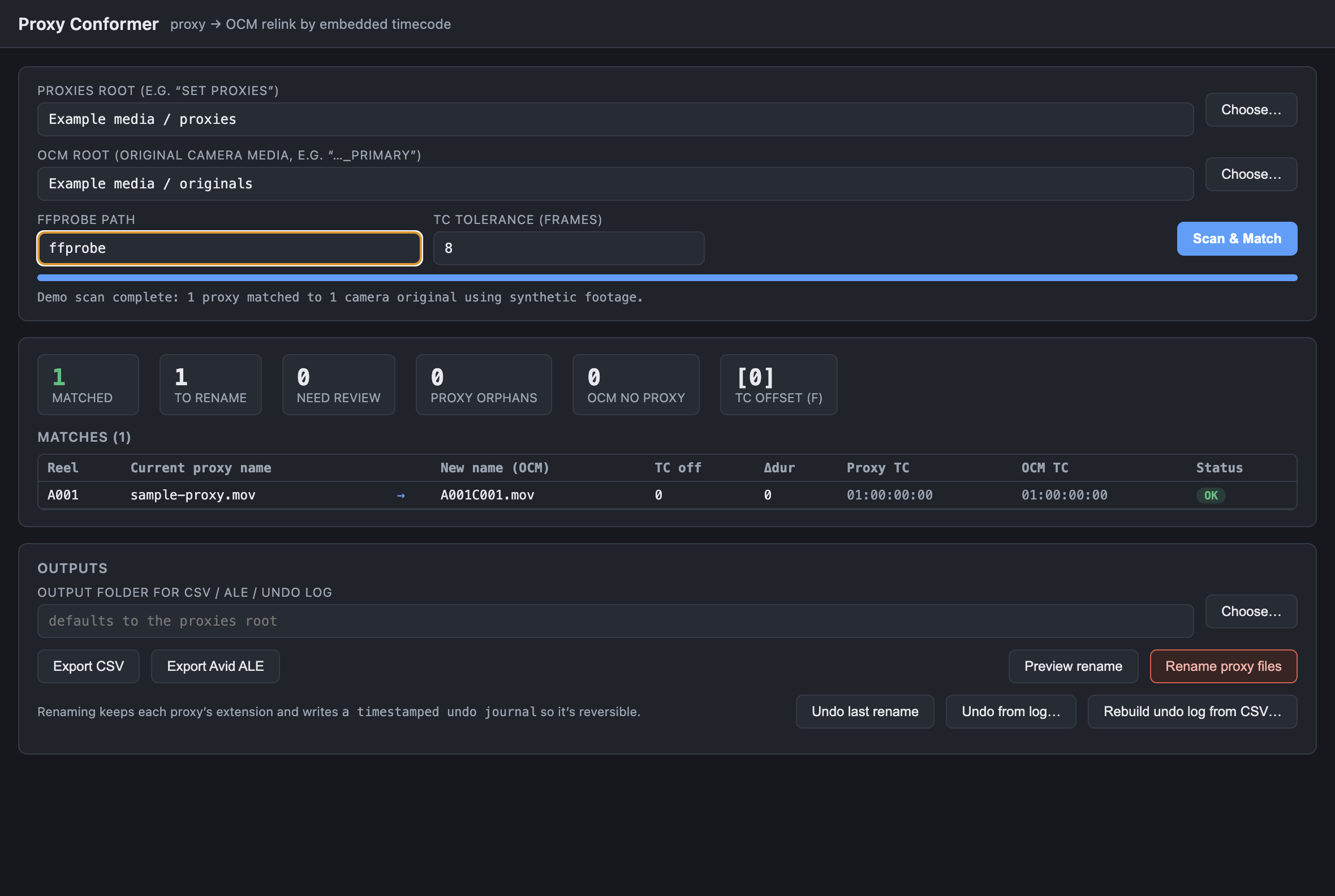 Proxy Conformer interface with demonstration content